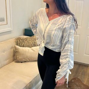 ROBERT RODRIGUEZ - white with blue and silver thread stripes